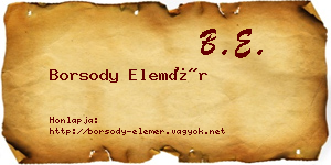 Borsody Elemér névjegykártya
